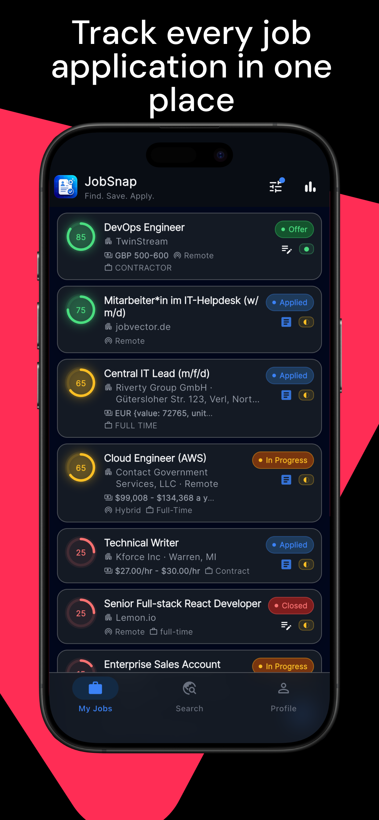 JobSnap: track every job application in one place