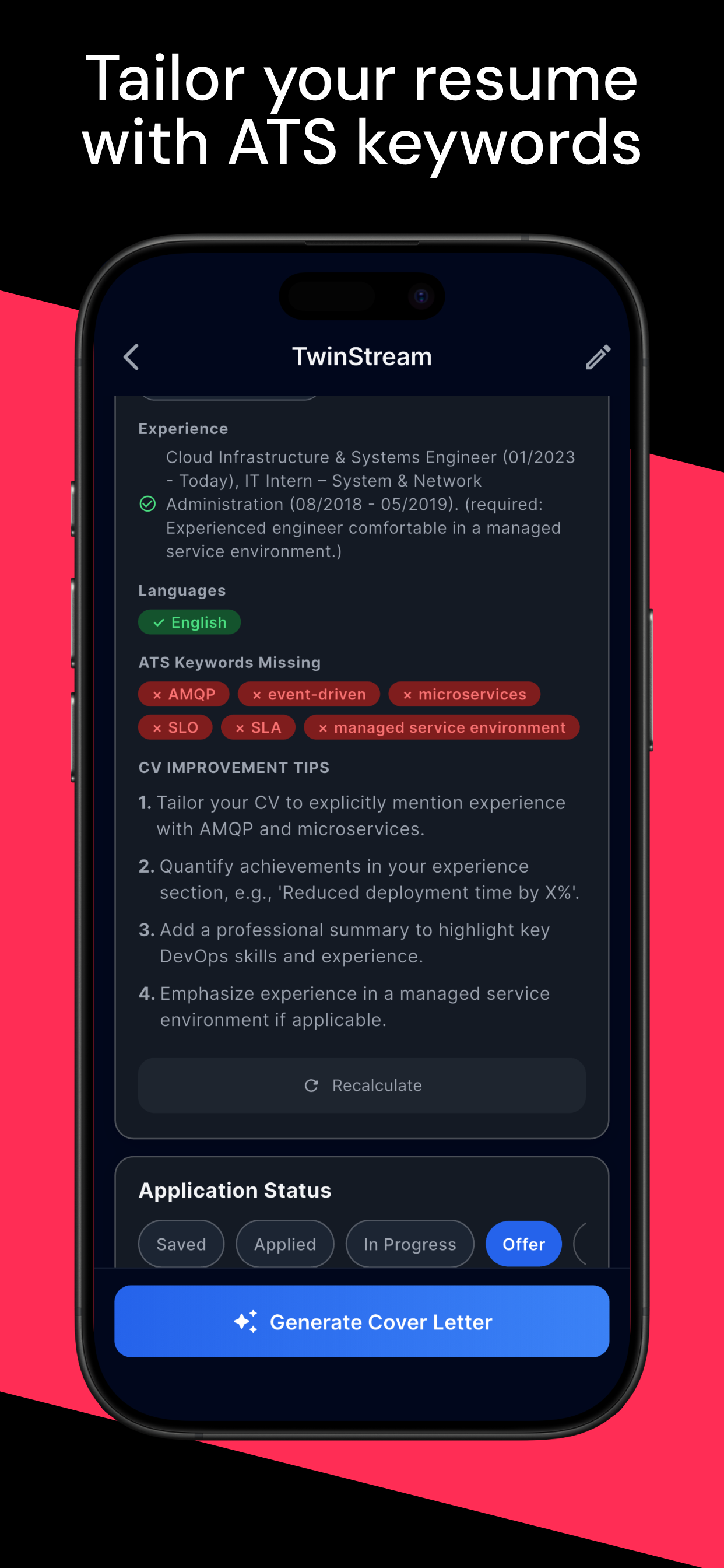 Tailor your resume with ATS keywords